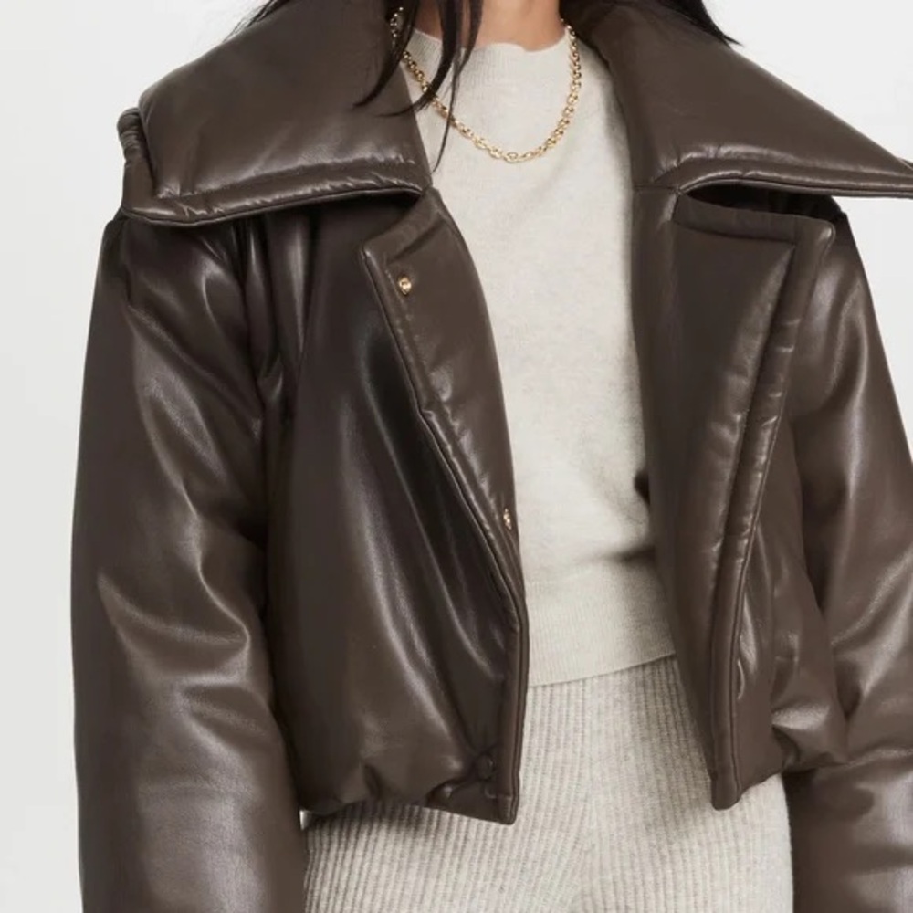 Nanushka Jamie Vegan Leather Jacket in Shiitake